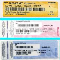 COA Label Sticker License Key Card X16 For Windows 7 Home Basic