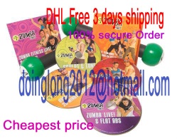 Zumba Fitness Exhilarate 4 dvd with toning stick,wholesale with faster shipping