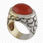 A Dual Metal Piece Of 925 Sterling Silver & Brass Jewelry Handcrafted By Indian Artisans. Ring With Silver & Brass In Labrado