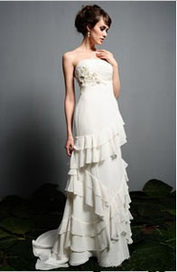 column strapless chiffon wedding dress
