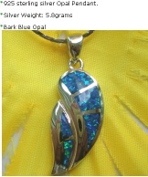 Peaceful and lucky fashion blue opal silver pendant(OPPT020)