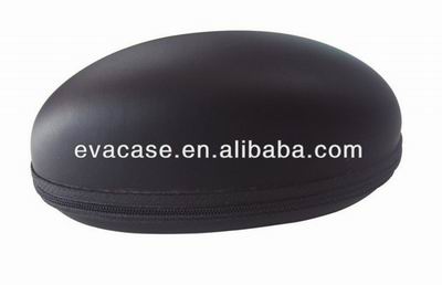 black zipper spectacle case with  fabric surface