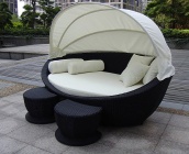 Outdoor wicker furniture-sunbeds with cushion and pillow
