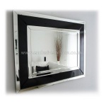 Three Frames Black & Clear Glass Modern Wall Mirror 100 x 70cm