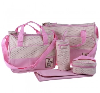 Useful pink 5pcs/set cute diaper bags for girls is very helpful, that can put many things.