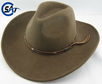 Wool felt cowboy hat with leather hatband