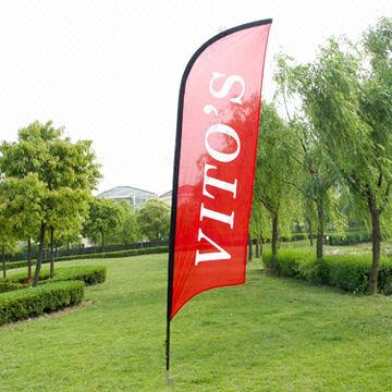 All of our feather flags are made from polyester material that is knitted for the best quality