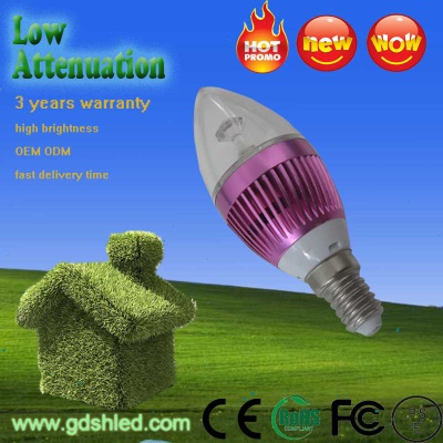 Low Attenuation 3W LED Candle Light