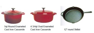cast iron casserole, skillet,
