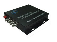 4-channel Video Fiber Optic Converter in Single Mode, with Built-in Power Supply/8-bit Digital Code