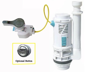 Cable dual control flush valve tank sanitary fitting