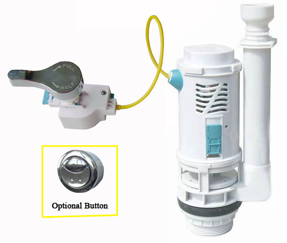 Cable dual control flush valve tank sanitary fitting