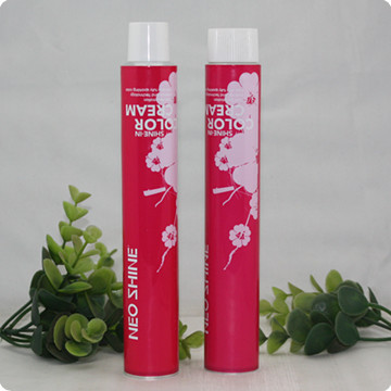 Empty hair color tube packaging with various size
