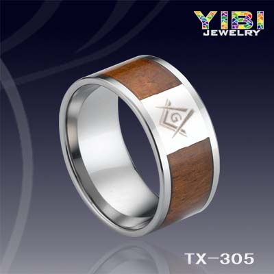 8mm Men\s tungsten  Ring with KOA Wood and Silver with laser engraved in the middle