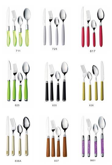 Plastic handle cutlery set