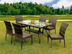 rattan wood garden table and chairs