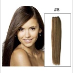 18 inch Light Brown #8 straight Remy Hair weaving
