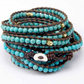 Leather beaded wrap bracelets