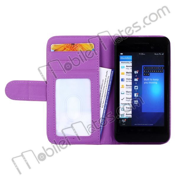Card Slot Magnetic Flip Stand Leather Case for Blackberry Z10