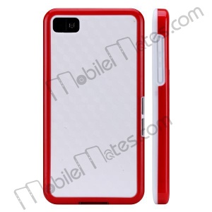 Bright Dual Color Rhombus Pattern Hard Case Cover for Blackberry Z10 (White & Red)