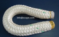 Double braided mooring ropes