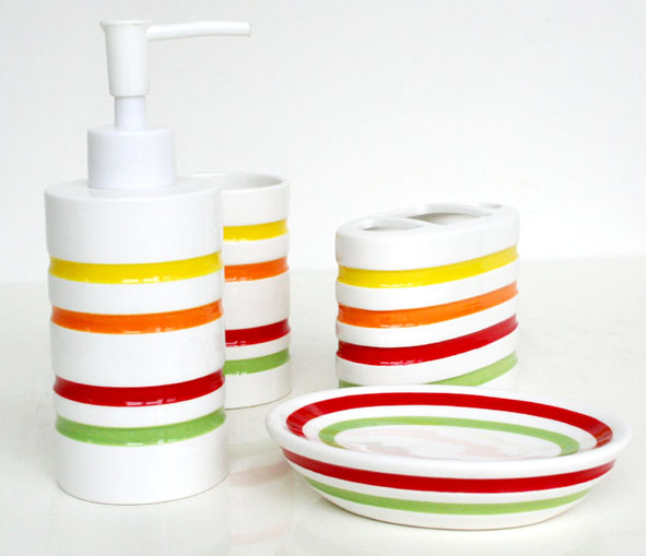colorful grid ceramic bathroom set