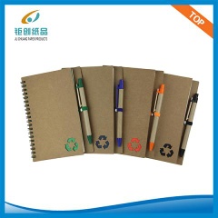 42K RECYCLED KRAFT PAPER SPIRAL NOTEBOOK WITH PEN