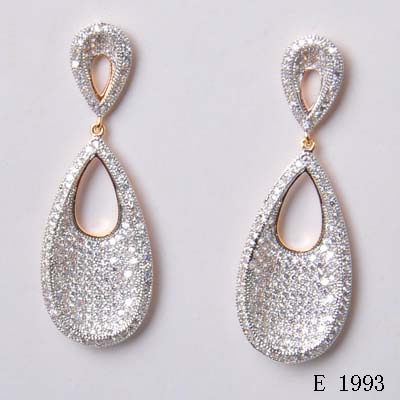 Micro pave clear CZ silver earring jewelry