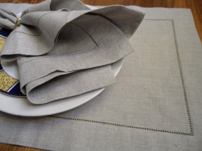 Hemstitched natural linen table dinner napkin