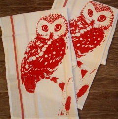 Hand printed linen tea towel