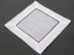 Linen Hemstitched cockail napkin coasters