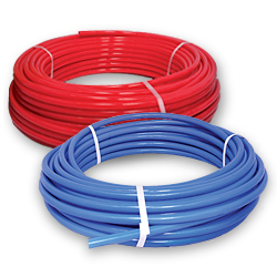 red and blue pex tube for water plumbing systems