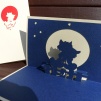 Cat in love - Handmade pop up greeting card