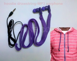 washable garment headphones drawcord inbuilt MP3 earphones headphone hoodie