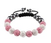Crystal Beads Bracelet White Pink 10mm