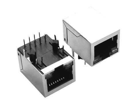 Free shipping RJ45 with magnetic sheild connector 8P8C PCB jack with LED EMI HR911130A