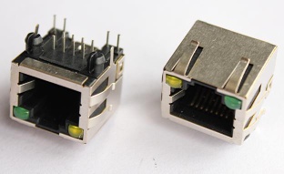 Free shipping rj45 with led connector sheild pcb jack EMI