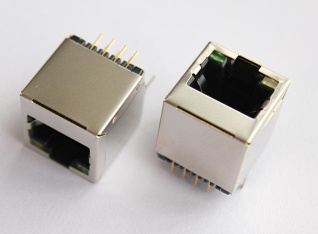 Free shipping 1000pcs a lot vertical rj45 with led/magnetic connector 8p8p pcb jack