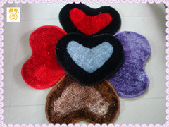 different colors heart shape floor mat with high quality