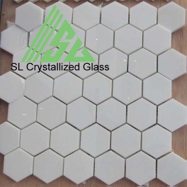 artificial white crystallized glass haxagon mosaic