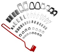 Wire buckles and plate clips, packaging accessories