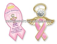 High Quality Breast Cancer Awareness Pink Ribbon Love Rhinestone Pin Brooch ARN-001