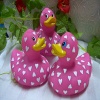plastic pink bath duck with heart painting