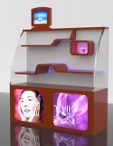 Display stand with LCD Screen and LED light box, attractive cosmetic display