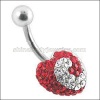 steel belly button ring with mutiple stones - 5607