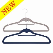 velvet suit hanger with indent position and tie bar and hook