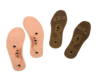 Magnetic massage insole is made up of permanent magnets(800 gauss) and high quality plastic.