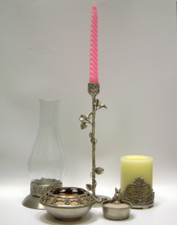 Pewter Candle Holder & Stick.