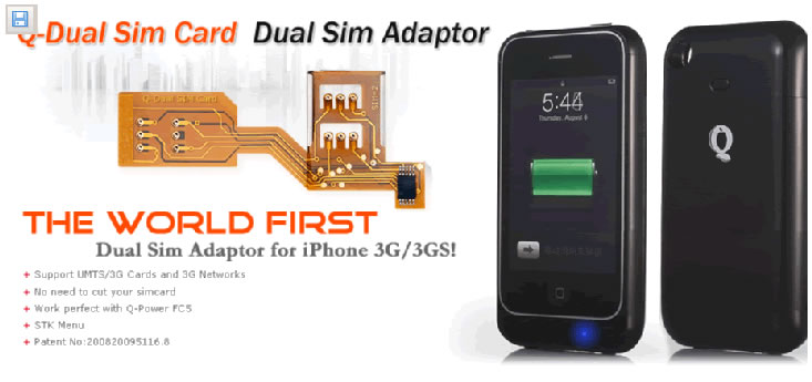 Genuine Patented Dual Sim Card Adapter for Apple Iphone 3gs 3g 2g(first generation)