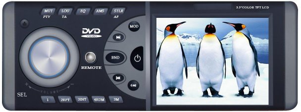 Car DVD Player with 3.5'' Wide Super Clear TFT Colour LCD Screen